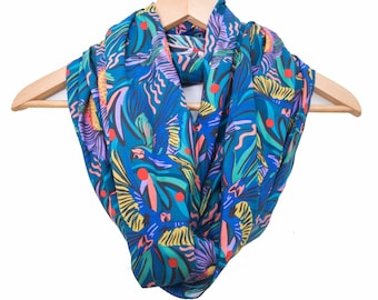Tropical Parrot Print Modal Scarf - Infinty or Standard - Sunscreen Scarf, Nursing Cover, Shawl, Great Gift - Three Prints Available