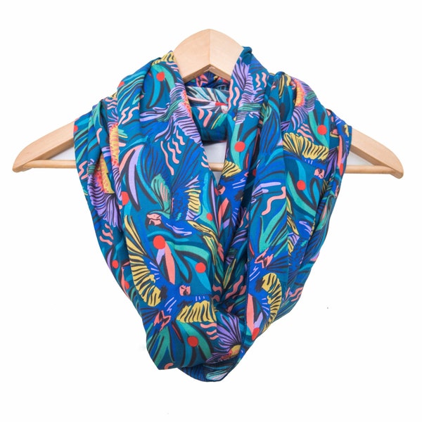 Tropical Parrot Print Modal Scarf - Infinty or Standard - Sunscreen Scarf, Nursing Cover, Shawl, Great Gift - Three Prints Available