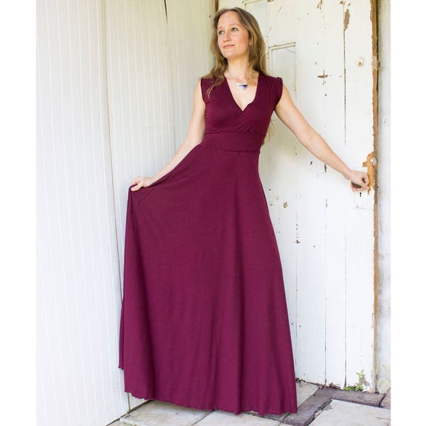 Juliet Dress - Organic Sleeveless V-Neck Maxi Dress (Soy or Bamboo Organic Cotton Jersey) Many Colors Available - Organic Women's Clothing