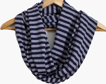 Hemp Stripe Infinity Scarf - GREAT GIFT - Ready to Ship - Organic Accessory - Hemp and Organic Cotton - Handmade in USA by Rowan Grey