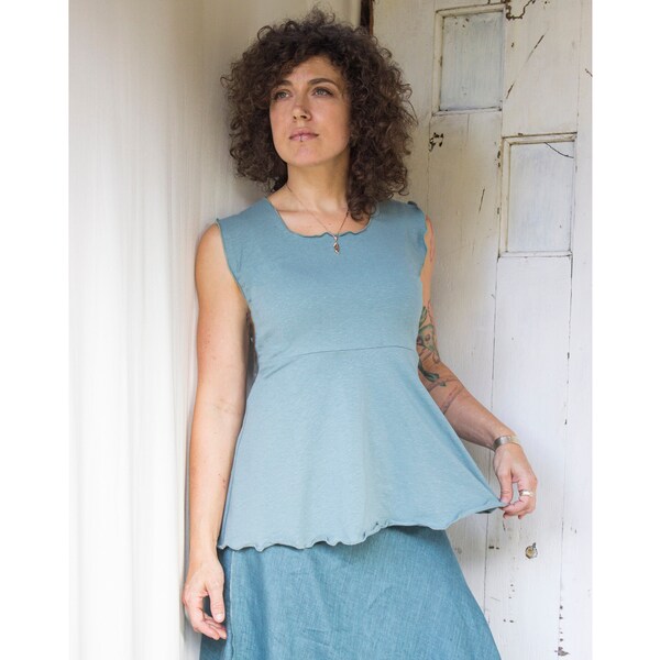 Hemp Blossom Tank Top - Hemp/Organic Cotton Stretch Jersey - Made to Order - Choose from 15 Colors - Yoga, Casual, Comfortable, Base Layer