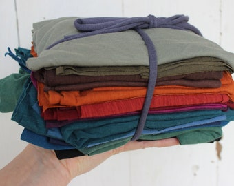 Crafters Bundle - Organic Fabric Scraps - Organic Cotton, Hemp, Bamboo, Linen - Knits and Wovens - Quilting, Accessories, Baby Wipes, Etc.