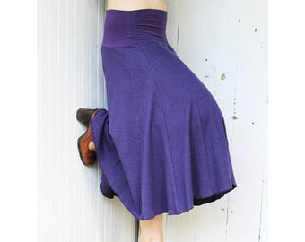 Hemp Petunia Skirt - A-Line Panel Below Knee Skirt - Hemp and Organic Cotton - Made to Order - Organic Women's Clothing - Eco Fashion