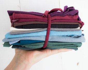 Crafters Bundle - Organic Fabric Scraps - Organic Cotton, Hemp, Bamboo, Linen - Knits and Wovens - Quilting, Accessories, Baby Wipes, Etc.