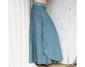 Organic Linen Maxi Wrap Skirt  - 100% Certified Organic Linen - Full Length - Made to Order Choose Your Color - Maternity, Plus Size, Petite