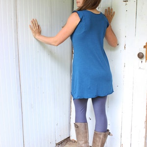 Drape Neck Tunic Mini Dress Soy or Bamboo Organic Cotton Made to Order from Organic Fabric Choose Your Color image 3