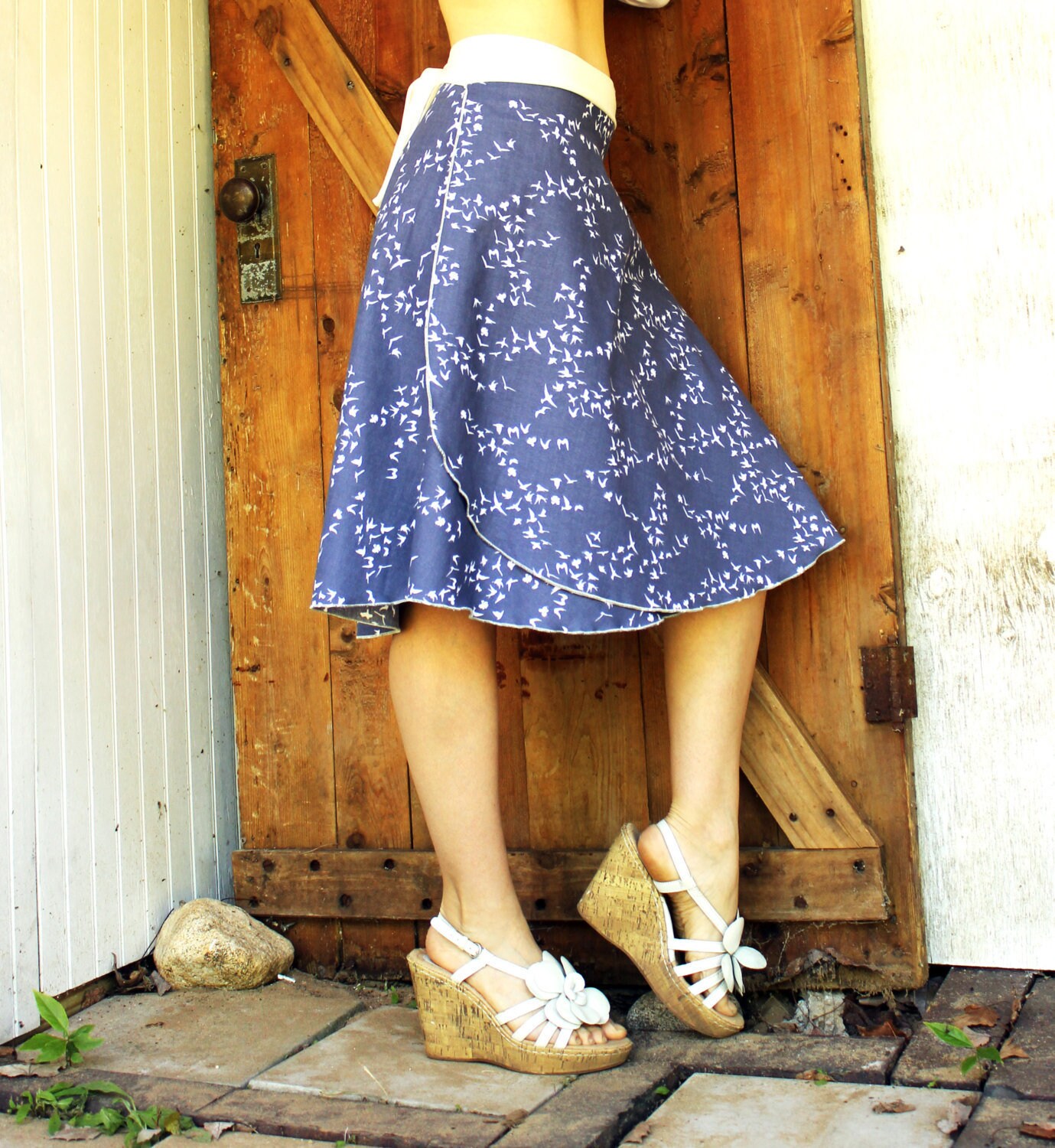 Songbird Mid Length Wrap Skirt - Organic Cotton - Made to