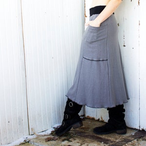 Below Knee Hemp Passport Pocket Skirt - Organic Clothing Made to Oder - Choose Your Color