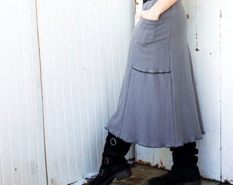 Below Knee Hemp Passport Pocket Skirt - Organic Clothing Made to Oder - Choose Your Color