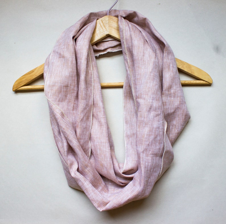 Organic Linen Infinity Scarf 8 Colors to Choose From All Season Cowl Circle Scarf Lightweight Great Gift Handmade in USA image 3