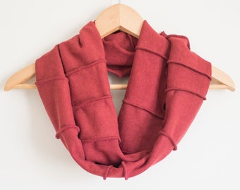 Hemp + Organic Cotton French Terry Infinity Scarf - Chili Powder Red - Ready to Ship - Organic Fabric - Handmade in USA - Eco Gift - Vegan