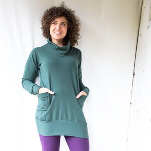 Northport Organic Fleece Pocket Tunic - Cowl Neck Sweatshirt - Tencel + Organic Cotton Fleece - Made to Order - Choose Your Size & Color