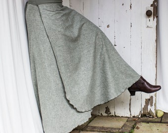 Hemp Chambray Maxi Skirt - Lightweight Hemp & Organic Cotton - Adjustable Made to Order - Full Length - All Season - Petite - Plus Size