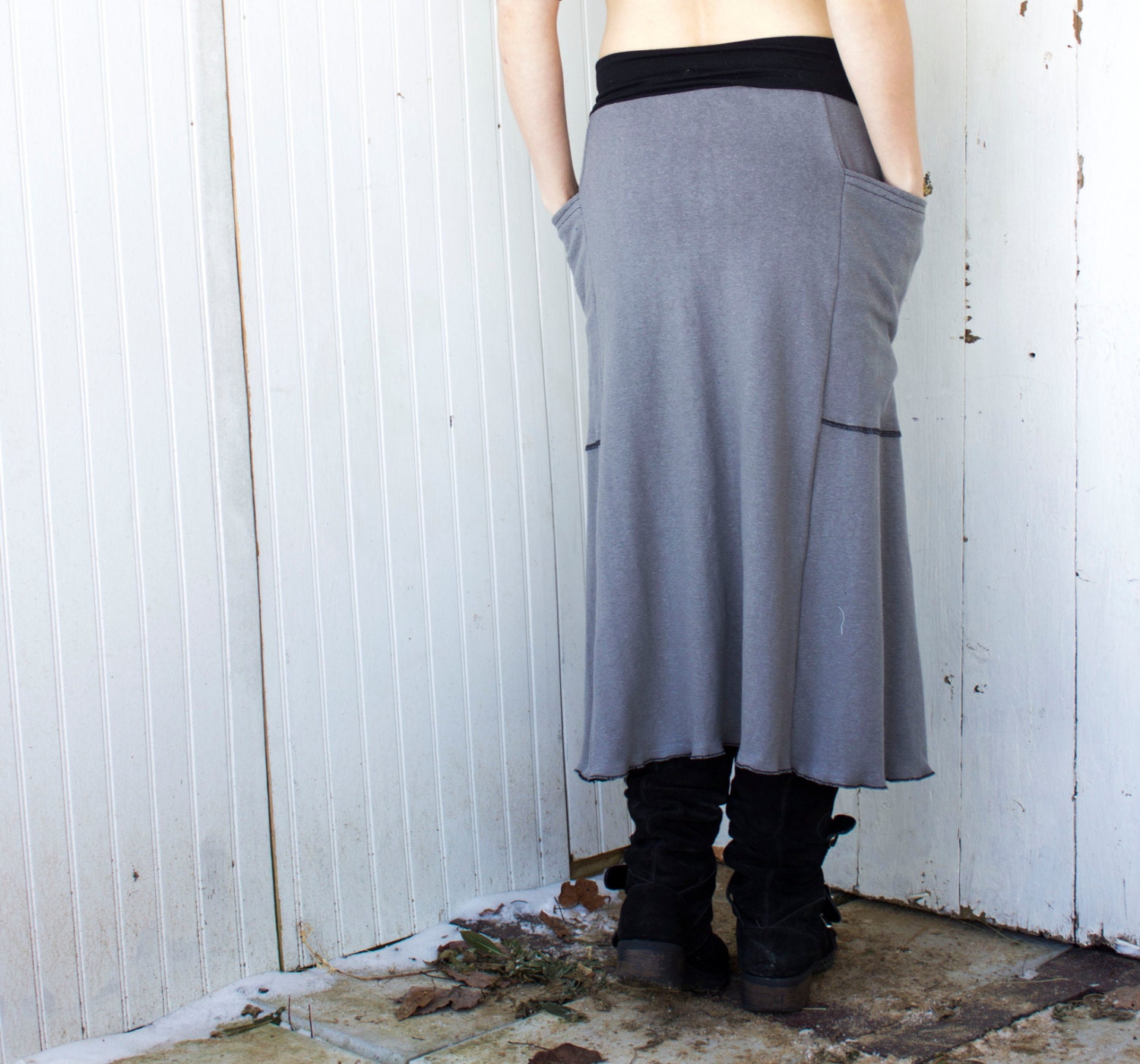 Below Knee Hemp Passport Pocket Skirt Organic Clothing Made | Etsy
