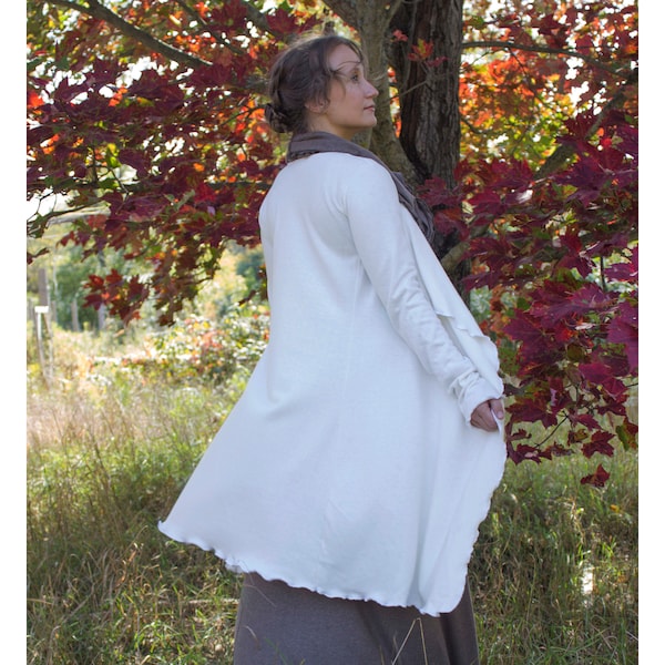 READY TO SHIP - Sizes S, M, Xl - Black, Red or White - Hemp, Bamboo & Organic Cotton French Terry Duster Cardigan - Layer - Boho Chic