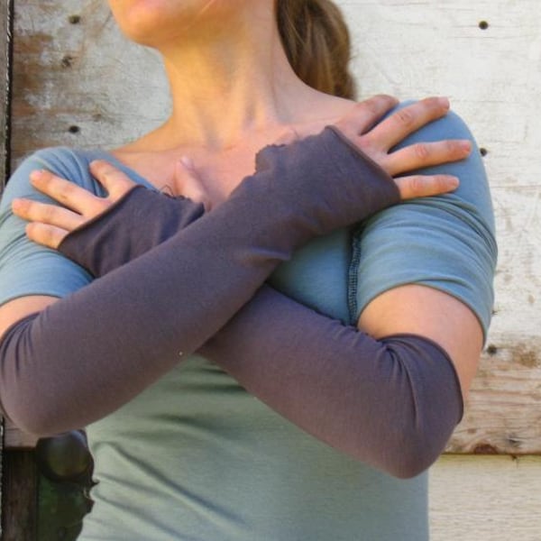 My Second Skin - Organic Extra Long Arm Warmers (Soy or Bamboo Organic Cotton) - Made to Order - Choose Your Color - Eco Chic - Boho