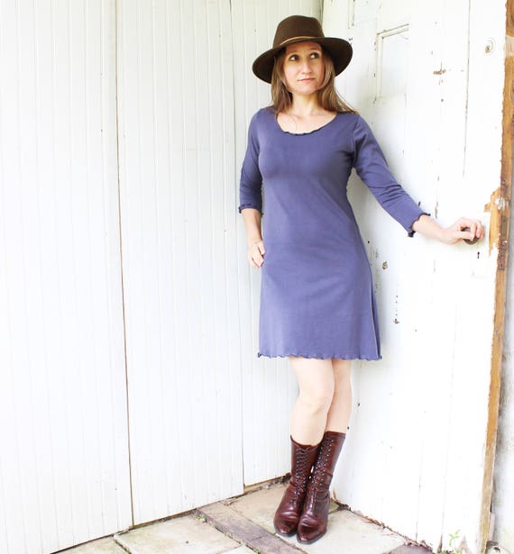 3/4 Sleeve Tunic Dress - Bamboo & Organic Cotton - Made to Order - Choose Your Color - Boho Chic Eco Fashion - Organic Women's Clothing