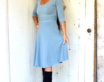 Süßes und einfaches Kleid mit 3/4 Ärmeln Bio-Stoff Made to - Main Image