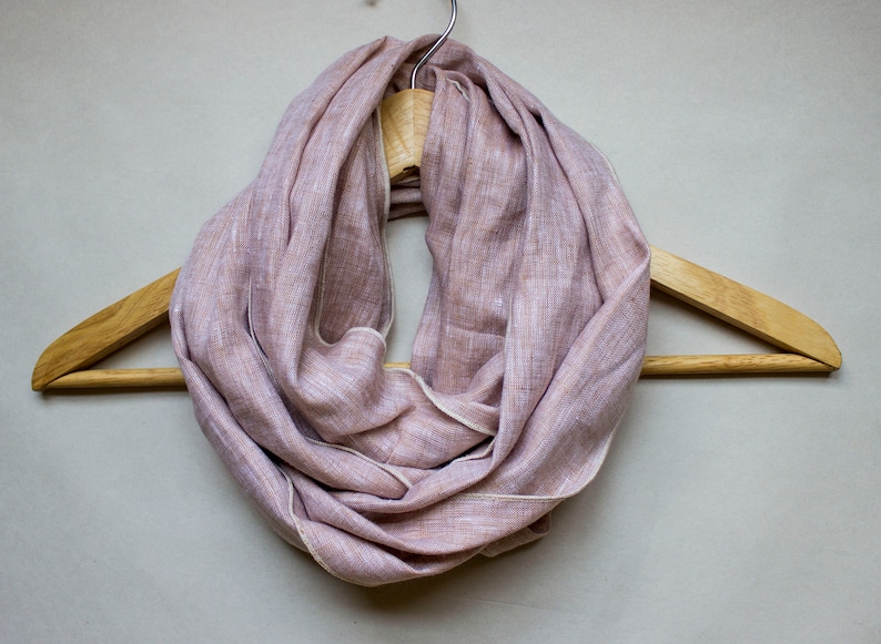 Organic Linen Infinity Scarf 8 Colors to Choose From All Season Cowl Circle Scarf Lightweight Great Gift Handmade in USA image 5