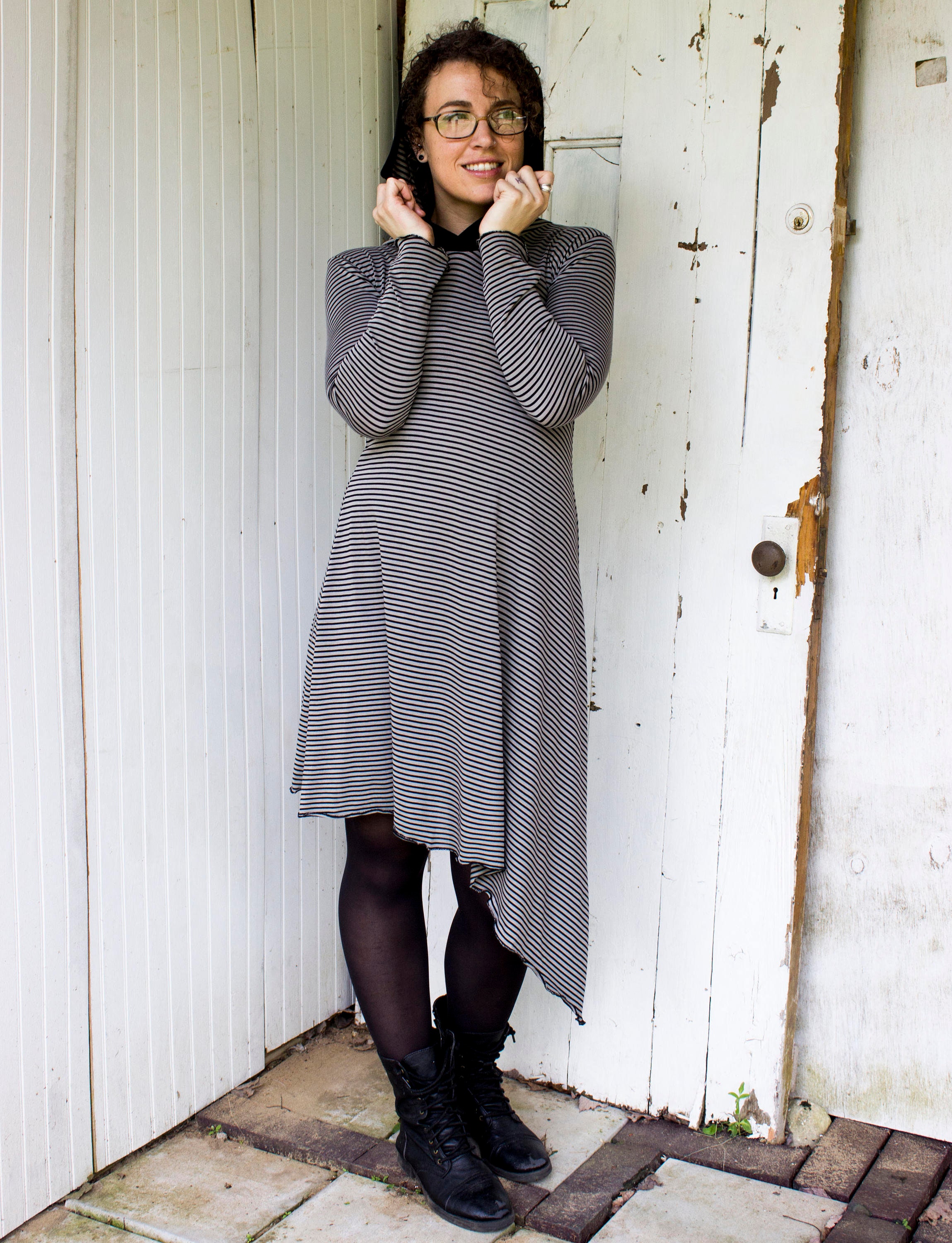 grey asymmetrical dress Asymmetrical Neckline Dress main image 1