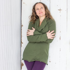 Deanna ~ Organic Fleece Cowl Neck Sweatshirt - Tencel and Organic Cotton Fleece - Made to Order - Choose Your Size & Color - Ethical Fashion
