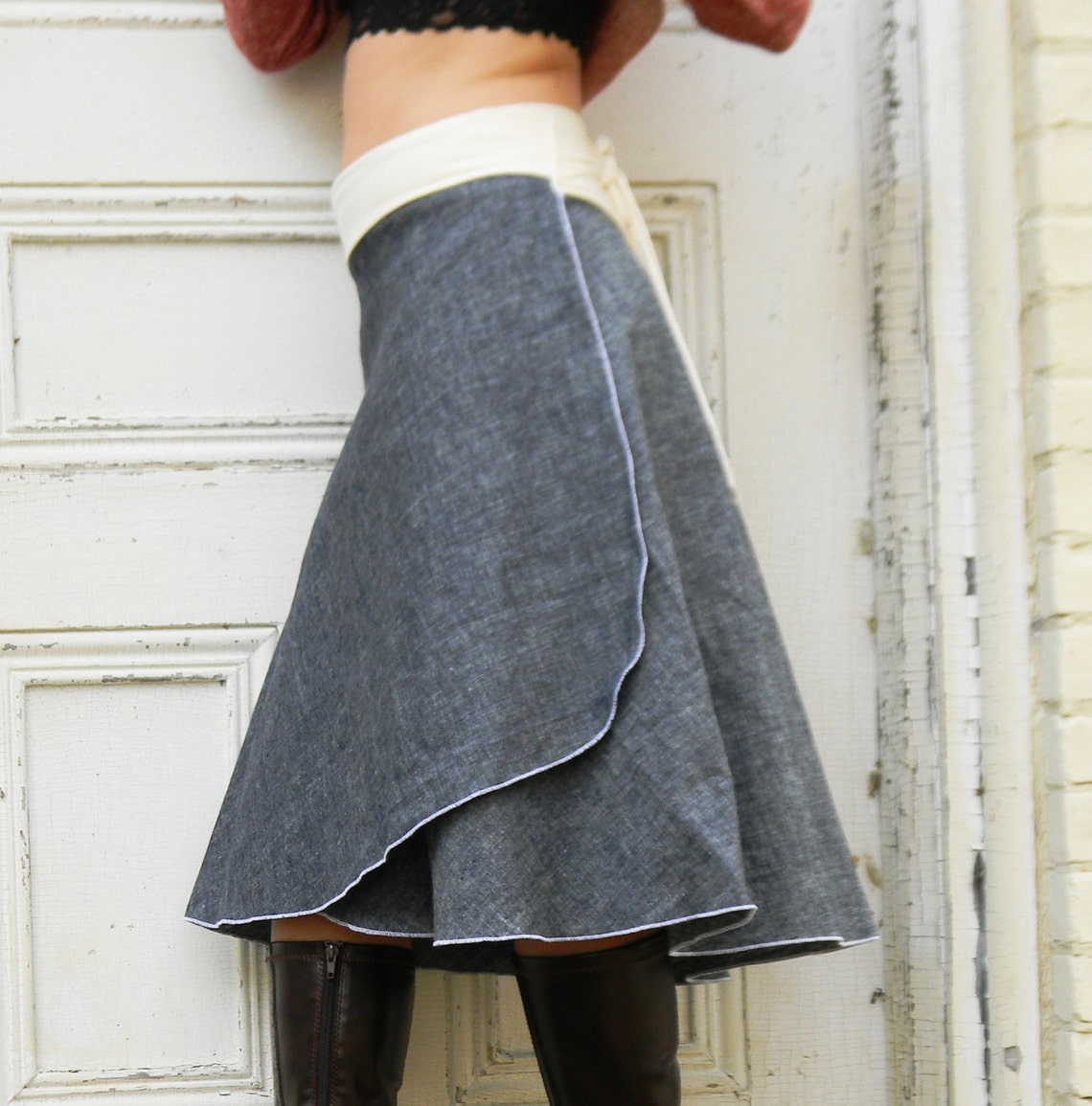 Organic Denim Wrap Skirt hemp and Organic Cotton Custom Etsy