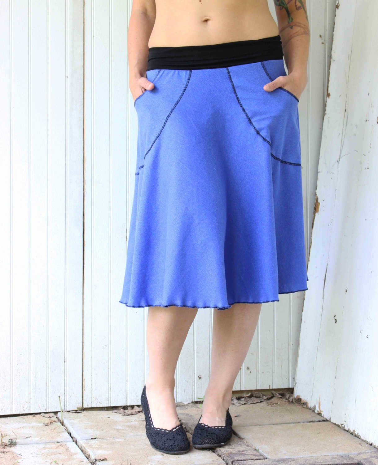 Many Colors to Choose From Organic Fabric Made to Order Eco Fashion Half Moon Mid Length Skirt Dress Poncho