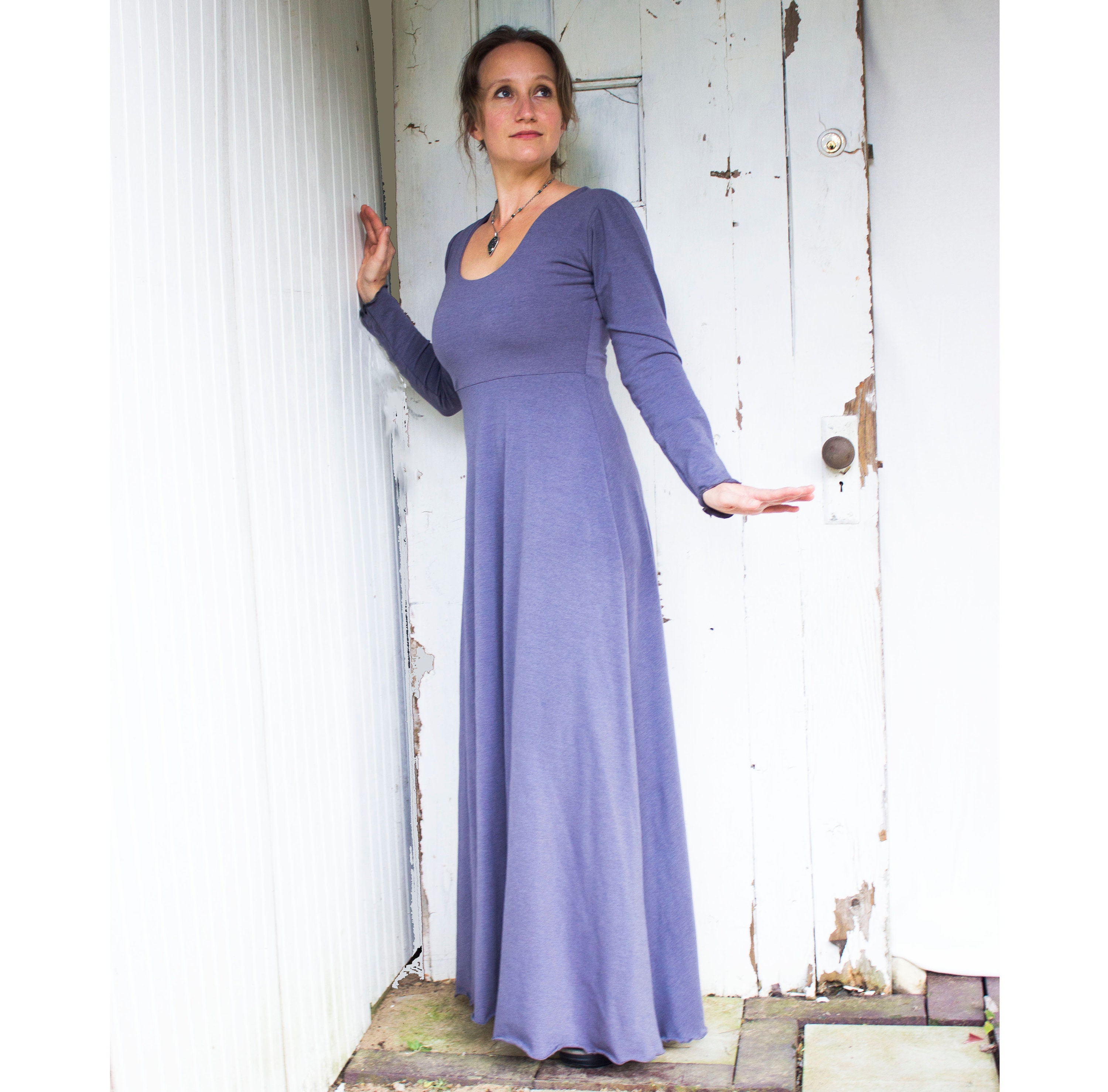 Sophia Maxi Dress Organic Cotton Blend Long Sleeves Lined Bust
