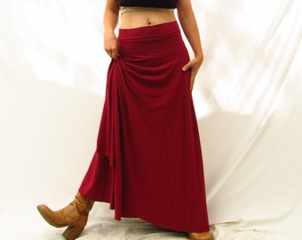 Full Length Wrap Skirt (Soy or Bamboo Organic Cotton) - Made to Order - Organic Fabric - Great for Travel, Plus Size, Maternity or Petite