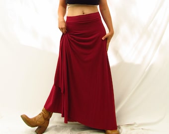 Full Length Wrap Skirt (Soy or Bamboo Organic Cotton) - Made to Order - Organic Fabric - Great for Travel, Plus Size, Maternity or Petite