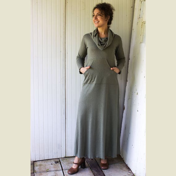 Kangaroo pocket hooded maxi dress sale