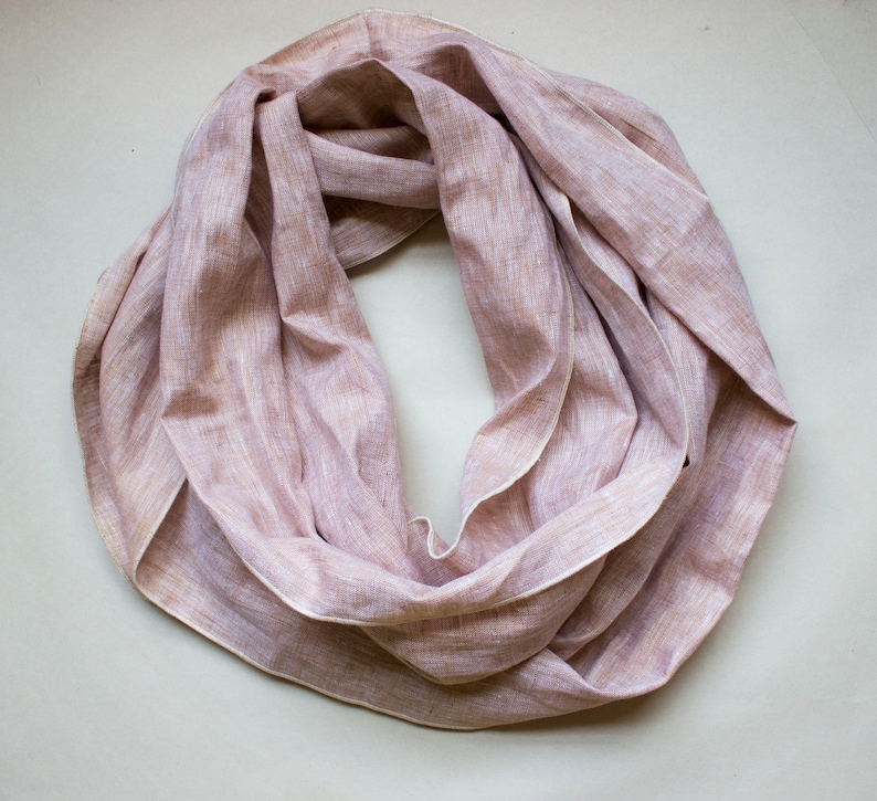 Organic Linen Infinity Scarf 8 Colors to Choose From All Season Cowl Circle Scarf Lightweight Great Gift Handmade in USA image 2