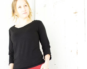 Organic Basic Long Sleeve Top - Many Colors Available - Organic Cotton Blend - Made to Order - Casual Comfortable - Yoga - Eco Friendly