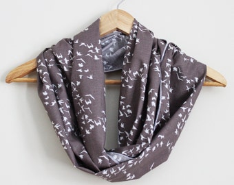 Songbird Organic Cotton Infinity Scarf - Great Gift - 100% Organic Cotton - Blue or Tan - Eco Fashion Accessory