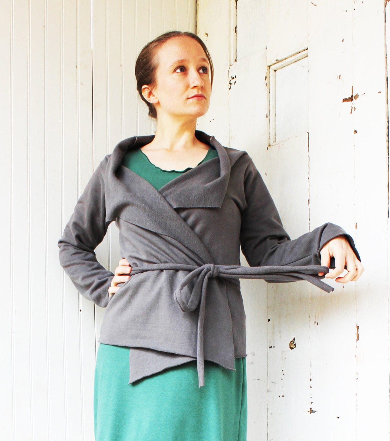 Organic Fleece Short Wrap Cardigan Hemp and Organic Cotton Made to