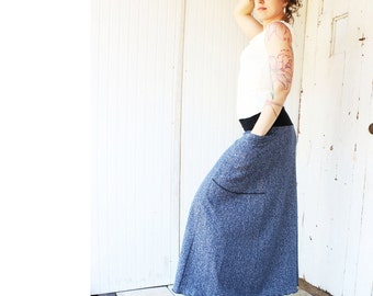 Full Length Hemp Passport Pocket Skirt - Organic Clothing Made to Oder - Choose Your Color