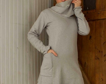 Denver Passport Pocket Cowl Neck Tunic - Hemp and Organic Cotton Fleece or French Terry - Eco Fashion - Made to Order Choose Your Color