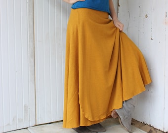 Hemp and Organic Cotton Full Length Wrap Skirt - Organic Clothing Made to Order - Choose Your Color
