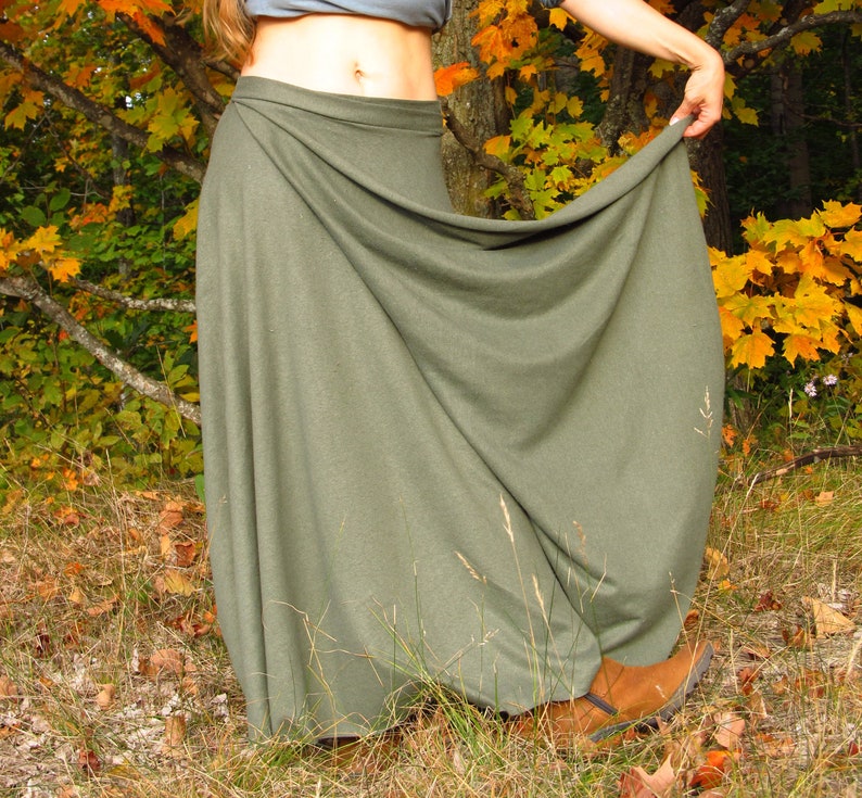 Several Colors Available Hemp Organic Cotton Full Length Wrap Skirt Made to Order