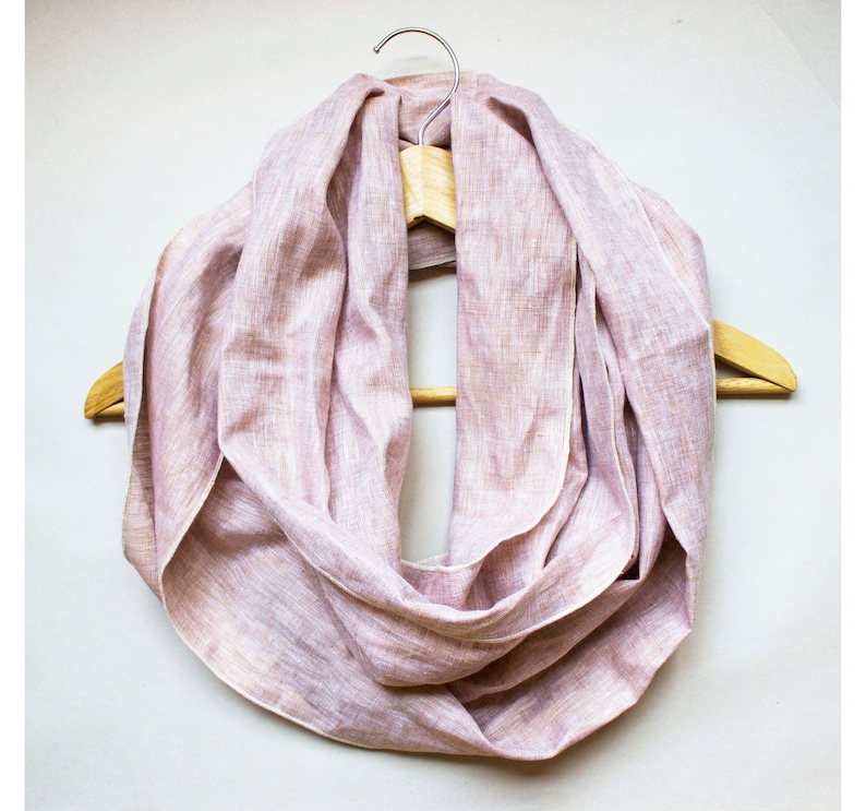 Organic Linen Infinity Scarf 8 Colors to Choose From All Season Cowl Circle Scarf Lightweight Great Gift Handmade in USA image 1