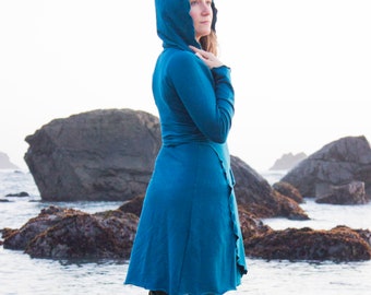 Arcadia Fleece Wrap Dress Tencel Organic Cotton Fleece Long