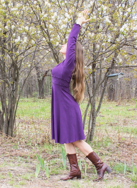 Aurora Stretch Hemp V-Neck Dress - Organic Clothing Made to Order - Choose Your Color - Hemp and Organic Cotton - Midi Long Sleeve Dress Aurora Stretch Hemp V-Neck Dress - Organic Clothing Made to Order - Choose Your Color - Hemp and Organic Cotton - Midi Long Sleeve Dress