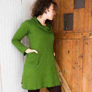 SAMPLE SALE - Hemp Denver Pocket Cowl Neck Dress - Choose Your Size and Color - Ready to Ship - Hemp & Organic Cotton Fleece or French Terry