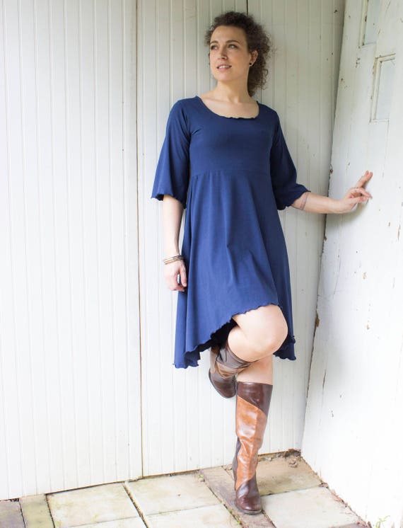 Cedar Dress - Organic Half Bell Sleeve A-Line Scoop Neck Dress - Organic Clothing - Eco Fashion - Made to Order