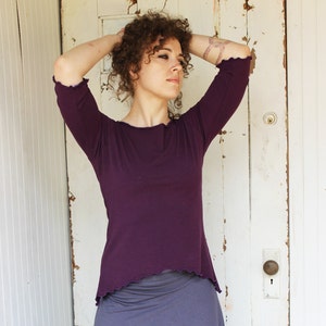 Swallow Tail  1/2 Sleeve T Shirt - Organic Fabric - Made to Order - Many Colors Available - Eco Fashion - Handmade in USA by Rowan Grey