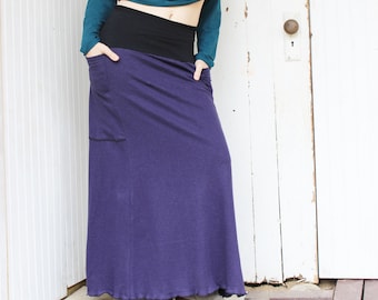 Full Length Hemp Passport Pocket Skirt - Organic Women's Clothing - Made to Order - Hemp and Organic Cotton Jersey - Eco Fashion