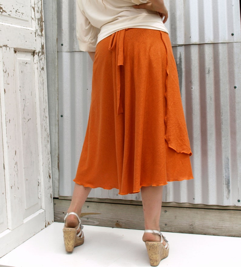 Hemp Mid Calf Jersey Wrap Skirt Made to Order Several Colors to Choose From image 3