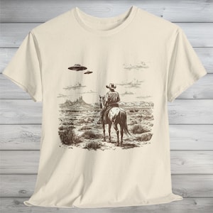Ufo Western Vintage Shirt, Retro T-Shirt, Cowboy Vintage T-Shirt, Rodeo T Shirt, Wild West Shirt, Western Oversized Tee, Unisex