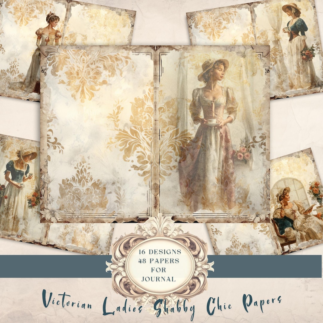 Shabby Chic Victorian Women Junk Journal Pages, Vintage Ladies Ephemera ...