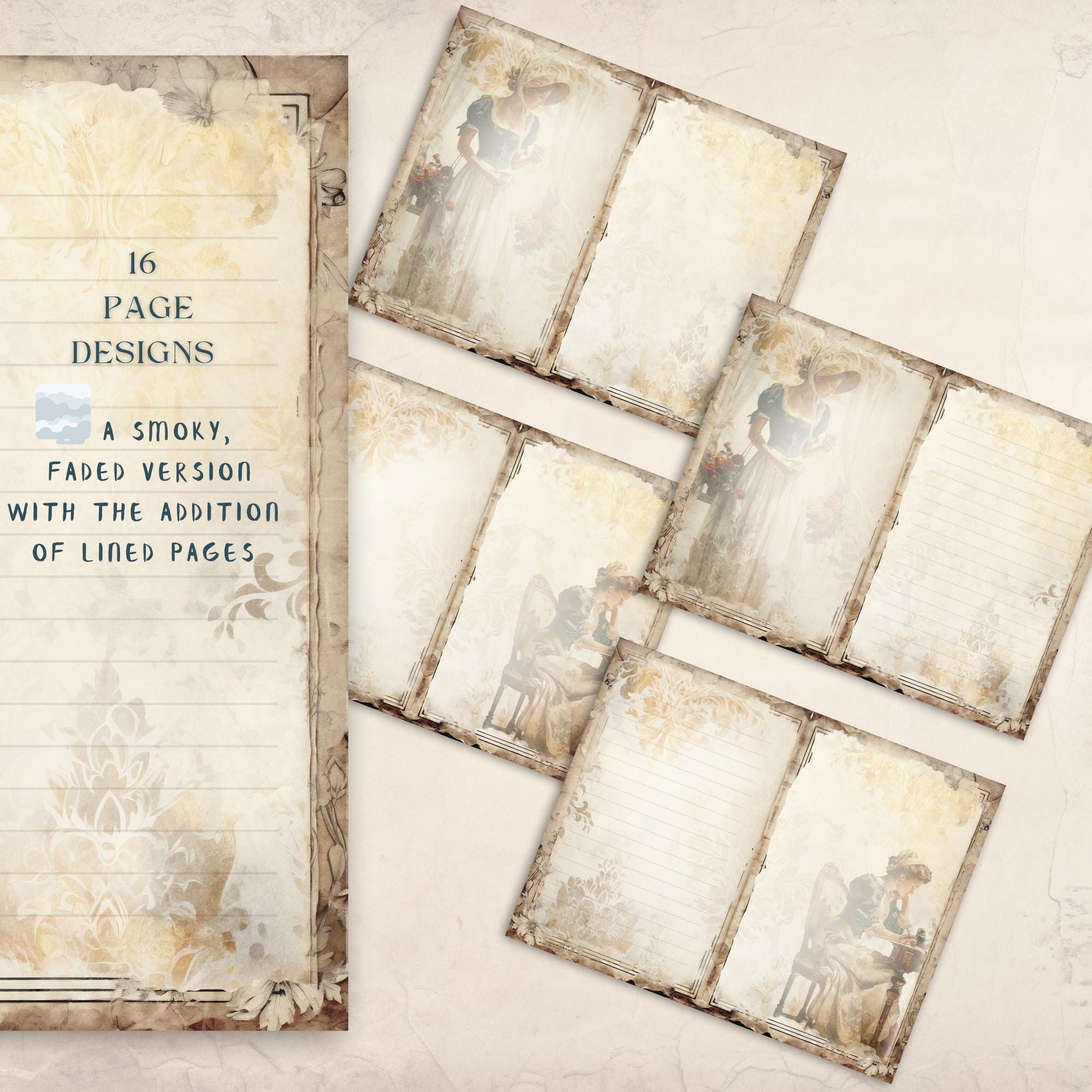 Shabby Chic Victorian Women Junk Journal Pages, Vintage Ladies Ephemera ...